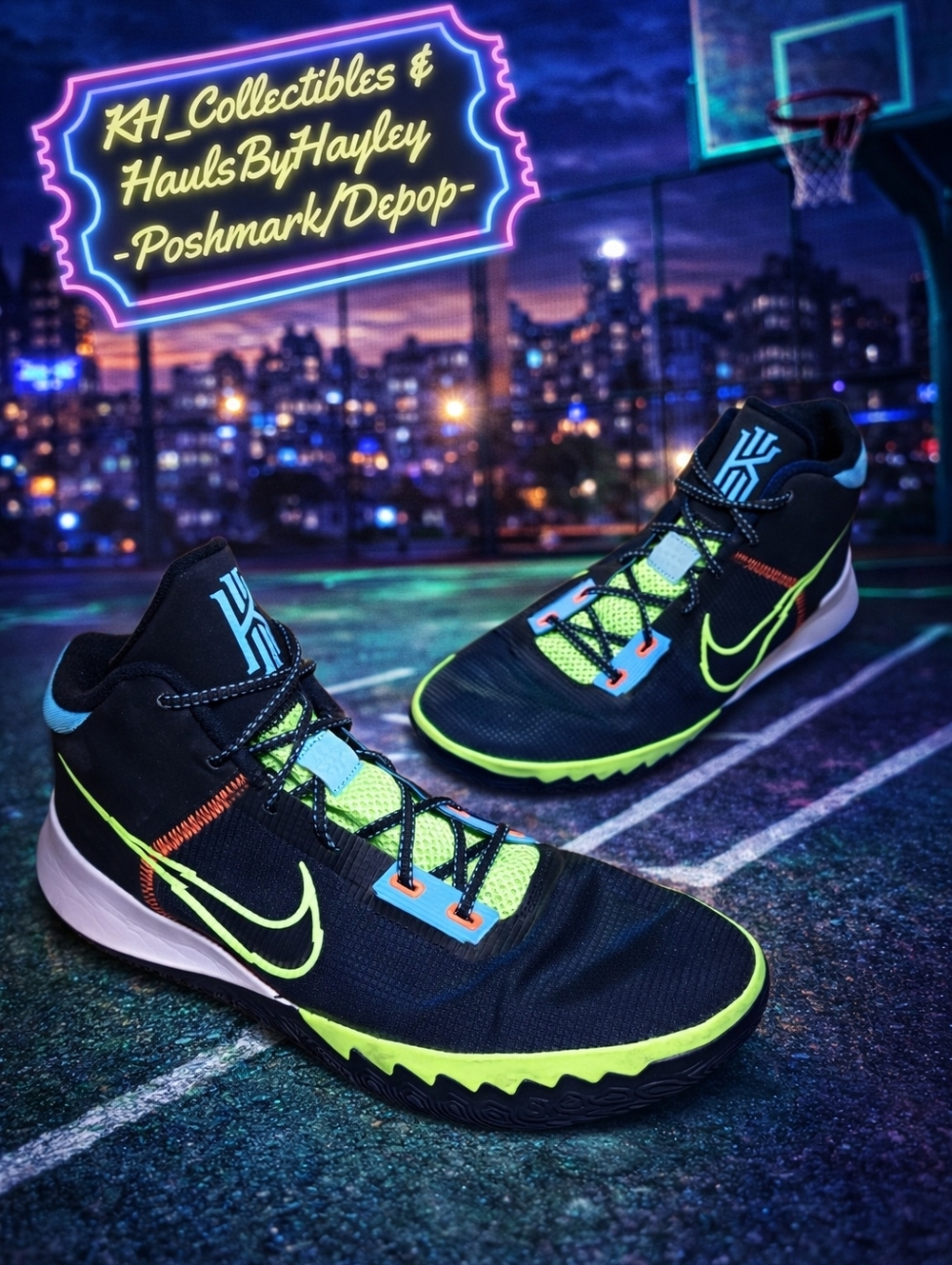Nike Kyrie Flytrap 4 Black Lime Glow Basketball Shoes Mens 14 Pristine Condition